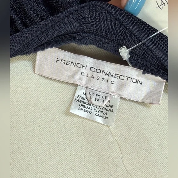 French Connection Navy Blue One-Shoulder Dress Size 2 - Picture 13 of 16